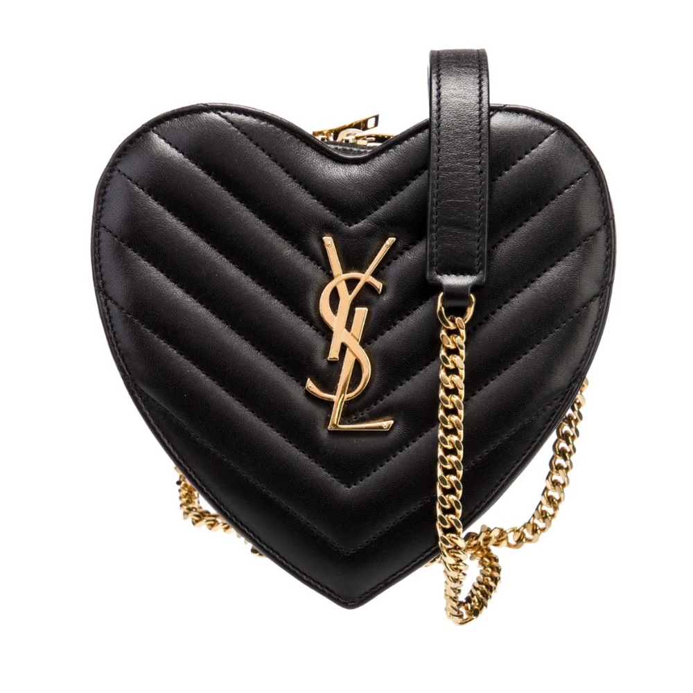 RARE Yves Saint Laurent YSL Love heart Chevron quilted leather crossbody bag - Picture 1 of 8
